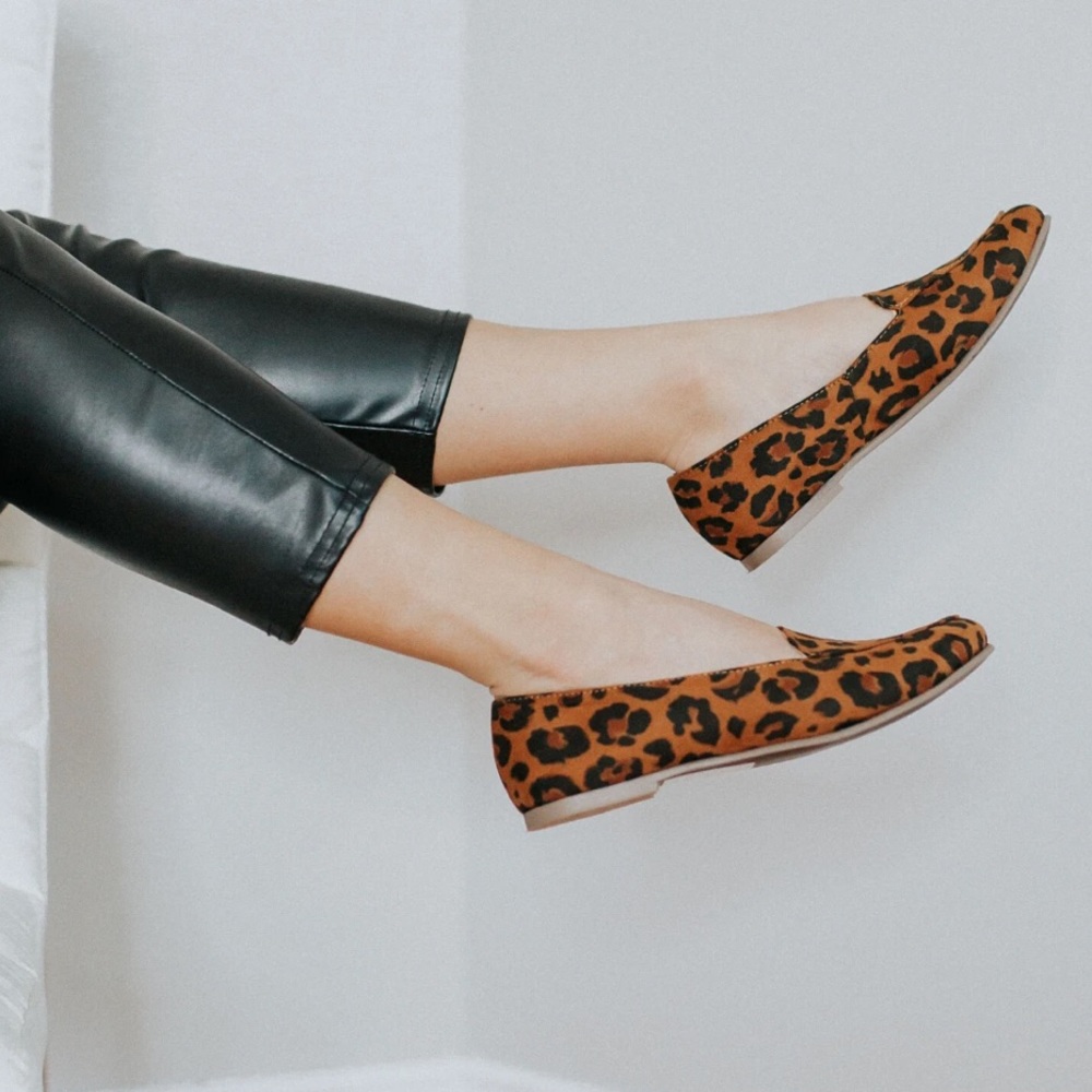 Kallie & co leopard print handmade‎ shoes size 7